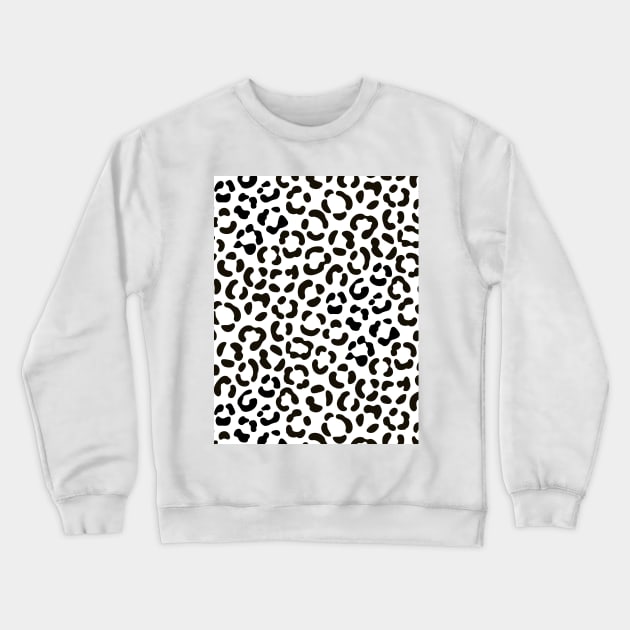 Trendy Black and White Leopard Print Pattern Crewneck Sweatshirt by NataliePaskell